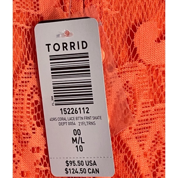 Torrid Button Front Lace Coral Maxi Dress NWT Size 10/M-L and 1X/14-16 - Picture 13 of 16